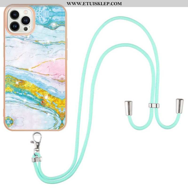 Etui do iPhone 15 Pro Max ze Sznurkiem Sznur Marmurkowy